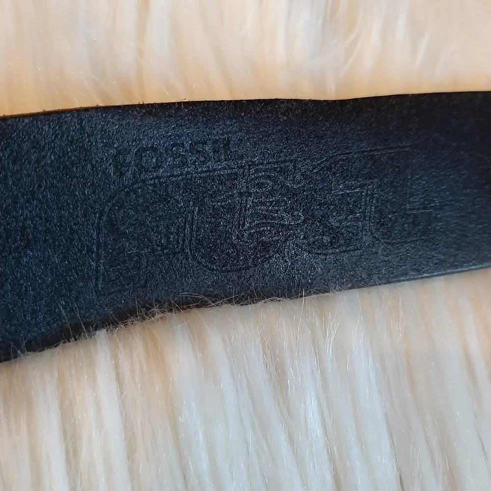 Fossil Fuel Distressed Brown Leather Belt Unisex Men's 34 Women's Brass Boho
